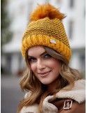 Honey herringbone winter hat C44 - Online store - Boutique